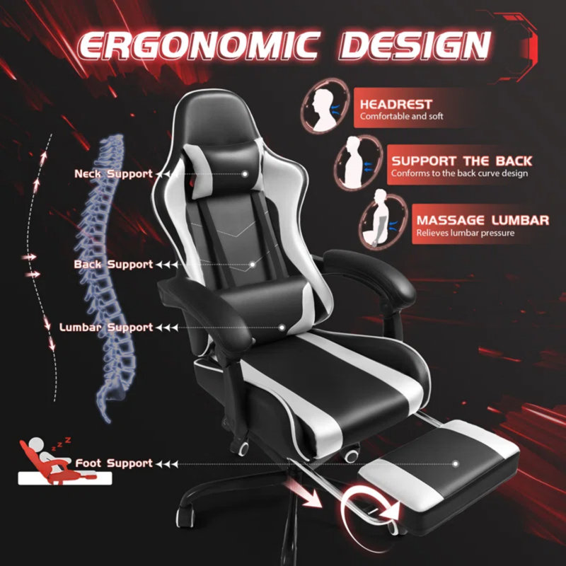 Inbox Zero Black carbon fiber Z-shaped gaming table combined